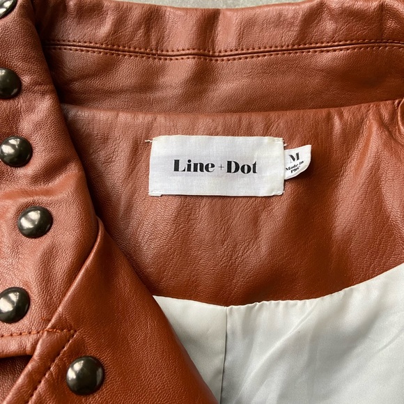 Line + Dot (Shopbop) Faux Leather Moto Jacket. Size M, like new, rich cognac. - Picture 3 of 6